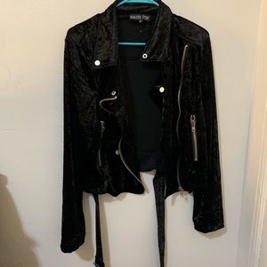 Black suede moto jacket